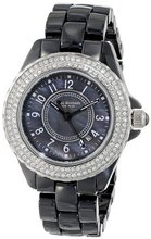 Isaac Mizrahi IMN45B Crystal Bezel Black Ceramic Bracelet