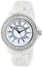Isaac Mizrahi IMN45W Crystal Bezel White Ceramic Bracelet