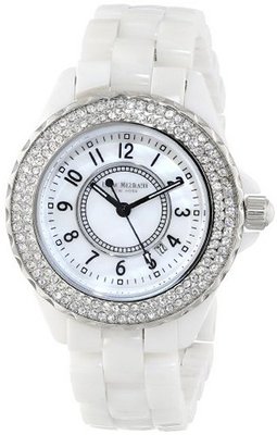 Isaac Mizrahi IMN45W Crystal Bezel White Ceramic Bracelet