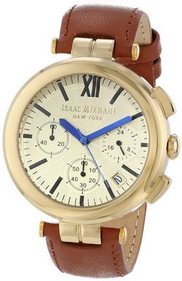 Isaac Mizrahi IMN50L Steel Polished Chrono Case Smooth Luggage Leather Strap