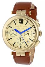 Isaac Mizrahi IMN50O Steel Polished Chrono Case Smooth Orange Leather Strap