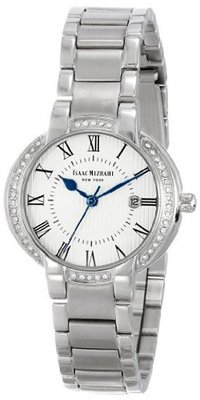 Isaac Mizrahi IMN62S Stainless Steel Crystal Case Polished Brushed Link Bracelet