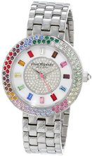 Isaac Mizrahi IMN65S Silver Paved Case Steel Polished Brushed Link Bracelet