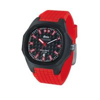 iTime Unisex Quartz with Black Dial Analogue Display and Red Silicone Strap PH4300-PHD4