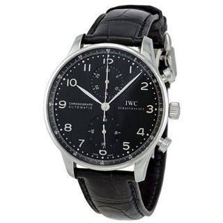 IWC Portuguese Black Dial Automatic Alligator Leather 3714-47