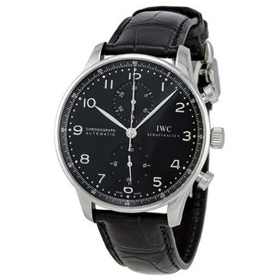 IWC Portuguese Black Dial Automatic Alligator Leather 3714-47