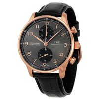 IWC Portuguese Grey Dial Chronograph Rose Gold Leather Automatic IW371482