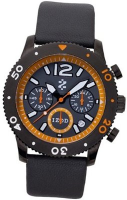 Izod IZS6/1.BLACK.ORANGE Black Leather Quartz with Orange Dial