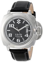 IZOD Unisex IZS9/4 Stainless Steel and Black Leather