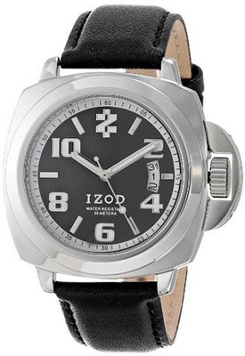 IZOD Unisex IZS9/4 Stainless Steel and Black Leather