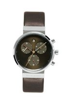 Jacob Jensen 614 Chronograph Series Titanium Case Brown Dial Brown Leather Band