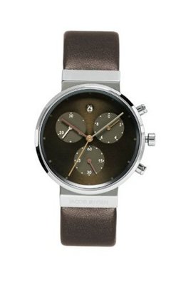 Jacob Jensen 614 Chronograph Series Titanium Case Brown Dial Brown Leather Band