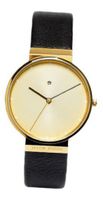 Jacob Jensen Dimension Series Quartz with Beige Dial Analogue Display and Black Leather Strap 845