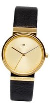 Jacob Jensen Dimension Series Quartz with Beige Dial Analogue Display and Black Leather Strap 855