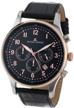 Jacques Lemans 1-1735C London Sport Analog Black Leather Strap