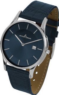 Jacques Lemans London 1-1777H 38mm Stainless Steel Case Leather Mineral &