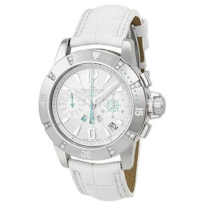 Jaeger LeCoultre Master Compressor Opaline White Dial White Leather Diamond Ladies Q1888420