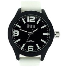 Jakob Strauss Chunky 30M Large Black Dial White Rubber Strap Unisex L503