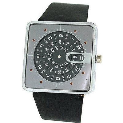 Jakob Strauss Gents Modern Rotating Dial Black PU Strap Everyday JAST25