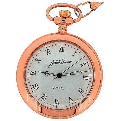 Jakob Strauss Gents Roman Numeral Open Face Rose Tone Pocket JAST06