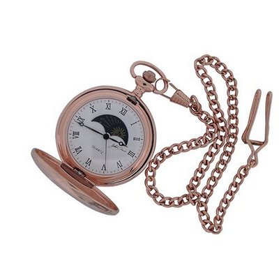 Jakob Strauss Rose Gold Tone Sun & Moon Gents Pocket + 12 Chain JAST10