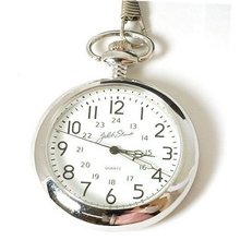 Jakob Strauss Silver Tone 24hr Open Face Gents Pocket JAST07