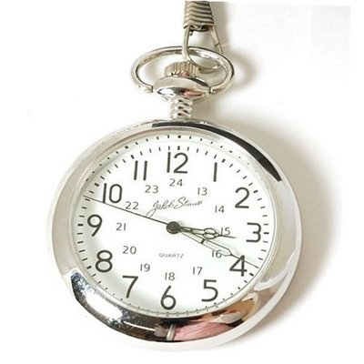 Jakob Strauss Silver Tone 24hr Open Face Gents Pocket JAST07