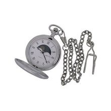 Jakob Strauss Silver Tone Sun & Moon Gents Pocket + 12 Inch Chain JAST09