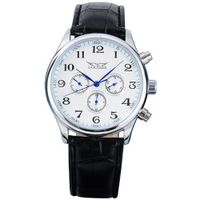AMPM24 Mechanical Analog White Dial 6 Hands Sport Leather Wrist Gift PMW036