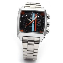 AMPM24 Mechanical Oblong Date Day Sport Black Dial Stainless Steel Wrist PMW047