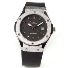 Black Calendar Silicone Strap Analogue Automatic Mechanical Wrist + Gift Box US Stock