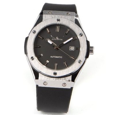 Black Calendar Silicone Strap Analogue Automatic Mechanical Wrist + Gift Box US Stock