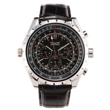 Boys Black Leather Strap Calendar Analogue Automatic Mechanical Wrist + Gift Box US Stock