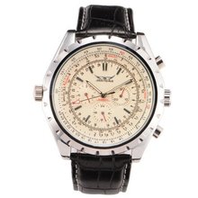 Boys Calendar Milk White Black Strap Automatic Mechanical Wrist US Stock + Gift Box