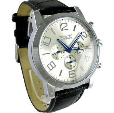 Jaragar 6 Hands Stainless Steel Hand wind Mechanical Wrist