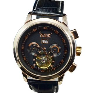 Jaragar Black Dial Tourbillon Chrongraph Stainless Steel Hand wind Mechanical