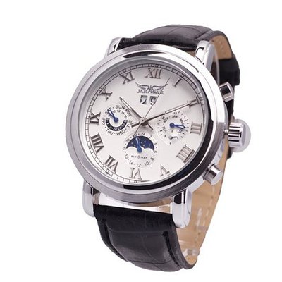Jaragar  Skeleton White Dial Date Hand wind Mechanical