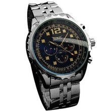 Jaragar  Stainless Steel Black Hand wind Mechanical