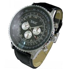 uJARAGAR Jaragar Mechanical Chronograph Stainless Steel Black Dial 
