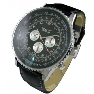 uJARAGAR Jaragar Mechanical Chronograph Stainless Steel Black Dial 
