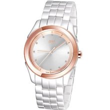 JBW J6261E Giana Pearlized Stainless Steel 18K Rose Gold-Plated Bezel Diamond