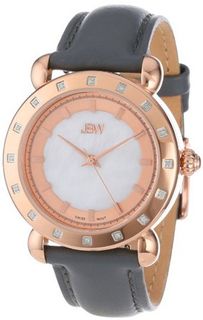 JBW J6265D 16 Diamond Bezel Grey Genuine Leather Band