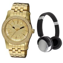 JBW J6271-setB 18K Gold-Plated Stainless Steel 11 Diamond Bezel and Headphone Set