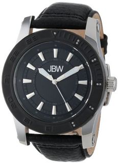 JBW J6273D Gun Metal-Plated Stainless Steel 11 Diamond Leather