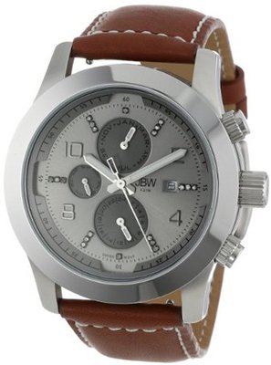 JBW J6286B Multi-Function 20 Diamonds Stitched Leather Band