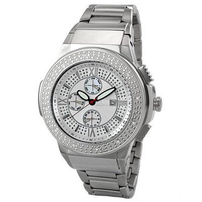 JBW JB-6101-B "Saxon" Silver Stainless Steel Sunray Diamond