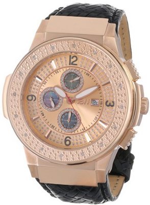 JBW JB-6101L-F "Saxon Rose Gold-Tone Braided Leather Diamond
