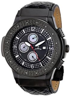 JBW JB-6101L-I Saxon Black Ion Braided Leather Diamond