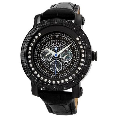 JBW JB-6211L-E "Hendrix" Black Ion Multi-Function Leather Diamond