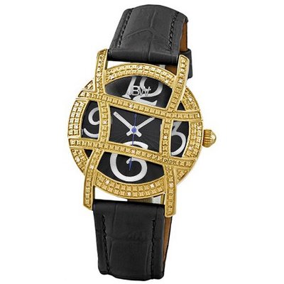 JBW JB-6214L-A "Olympia" Combo Black Designer Dial Leather Diamond